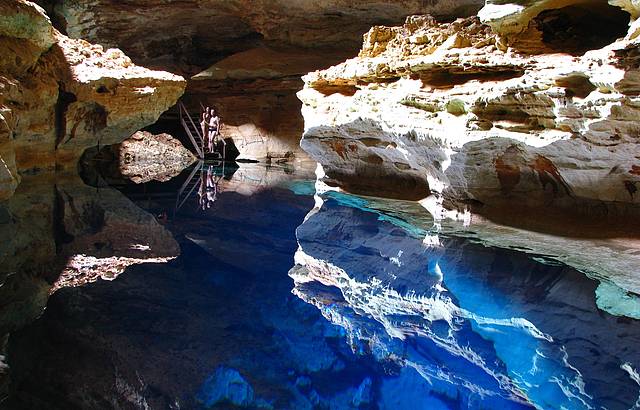 Poço Azul: espelho d´água e reflexos exatos