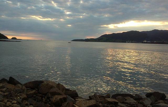 Por do sol com direito a tartarugas subindo para respirar no Perequ.