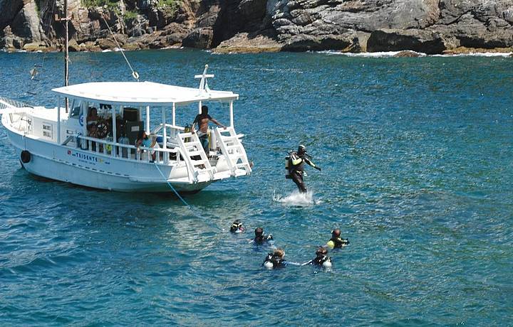 Ilha dos Papagaios  um dos melhores points para mergulho de cilindro