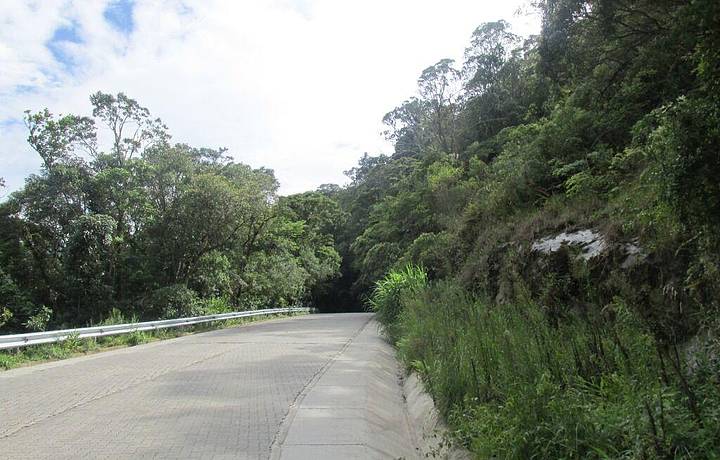 Nova pavimentao e trecho dentro do Parque da Serra da Bocaina