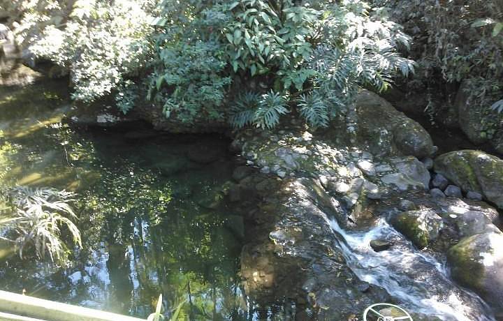 Cachoeira ao lado do restaurante